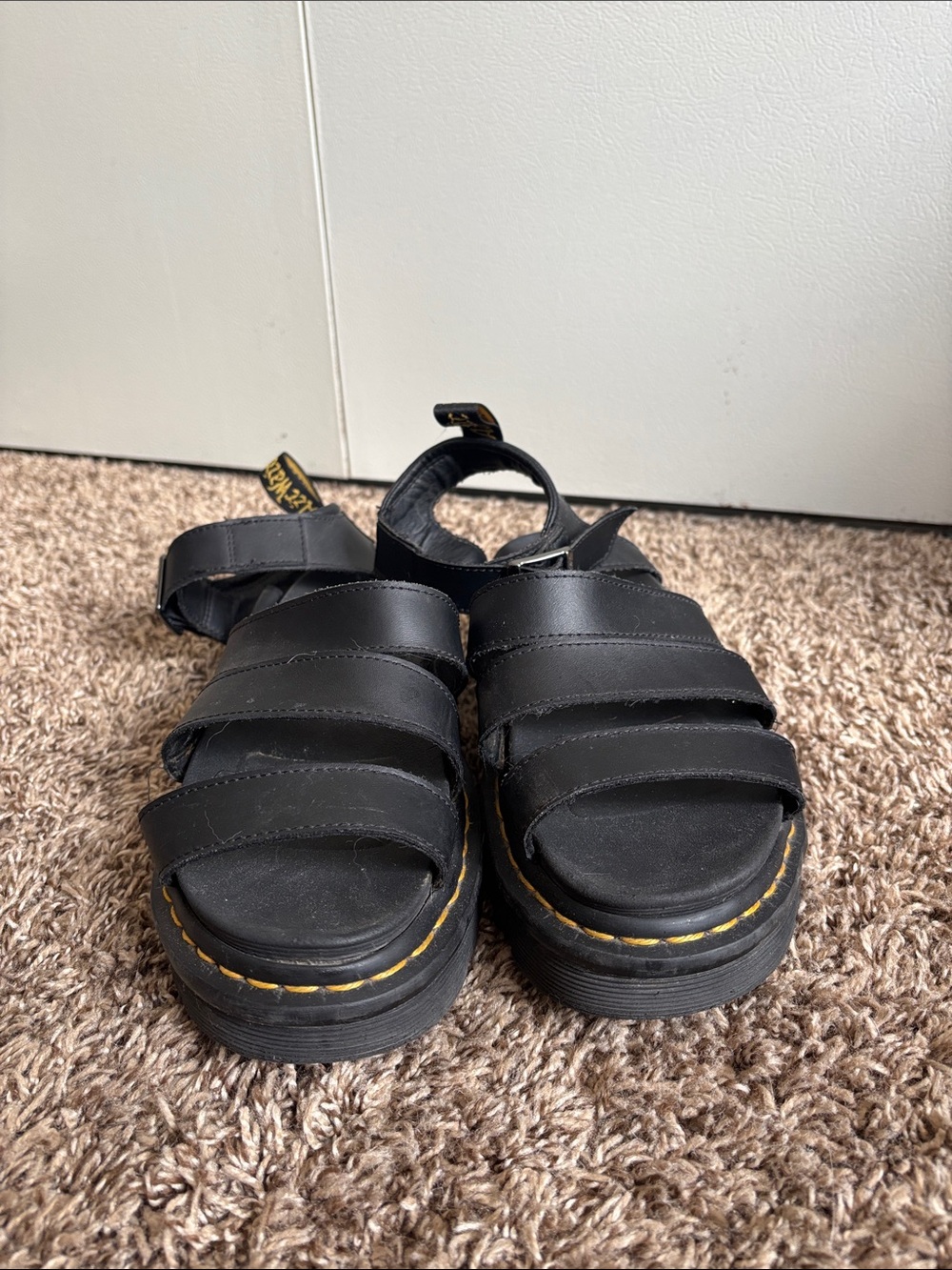 Dr. Martens Black Leather Platform Sandals